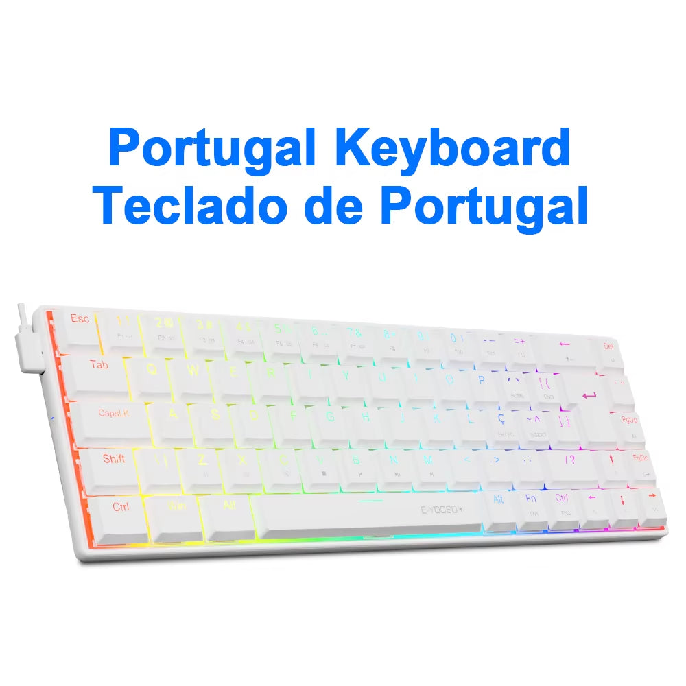 A68 RGB Mini Slim USB Wired Mechanical Gaming Keyboard Red Switch 68 Keys Gamer Russian Brazilian for Compute PC Laptop
