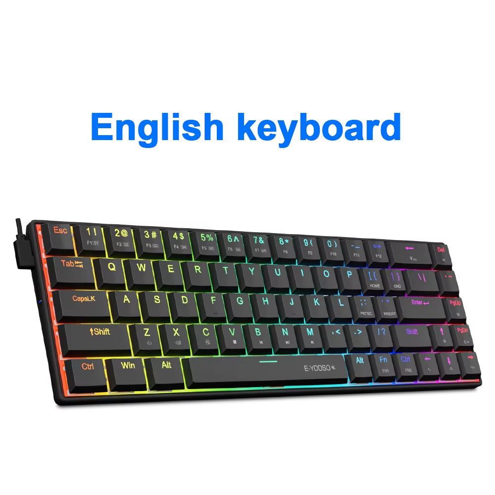 A68 RGB Mini Slim USB Wired Mechanical Gaming Keyboard Red Switch 68 Keys Gamer Russian Brazilian for Compute PC Laptop