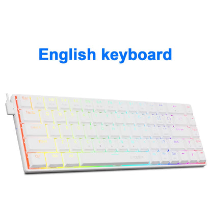 A68 RGB Mini Slim USB Wired Mechanical Gaming Keyboard Red Switch 68 Keys Gamer Russian Brazilian for Compute PC Laptop