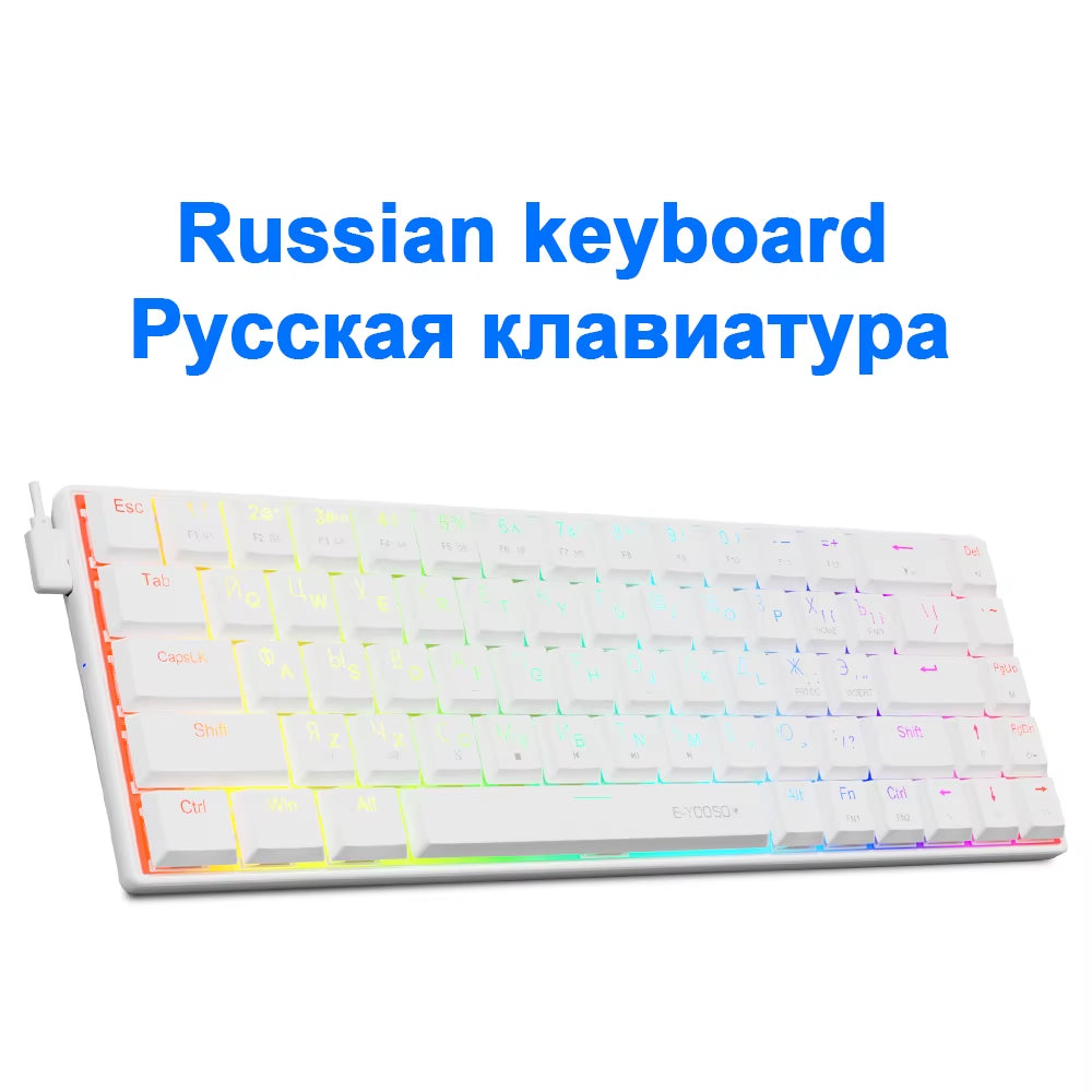A68 RGB Mini Slim USB Wired Mechanical Gaming Keyboard Red Switch 68 Keys Gamer Russian Brazilian for Compute PC Laptop