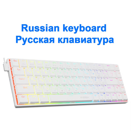 A68 RGB Mini Slim USB Wired Mechanical Gaming Keyboard Red Switch 68 Keys Gamer Russian Brazilian for Compute PC Laptop