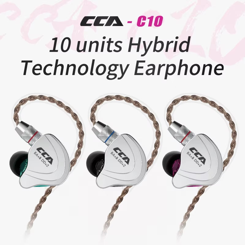 C10 Headphones 4BA+1DD Hybrid Technology Hifi in Ear Music DJ Gamer Sport Earphone Active Noice Cancelling Monitor Headset