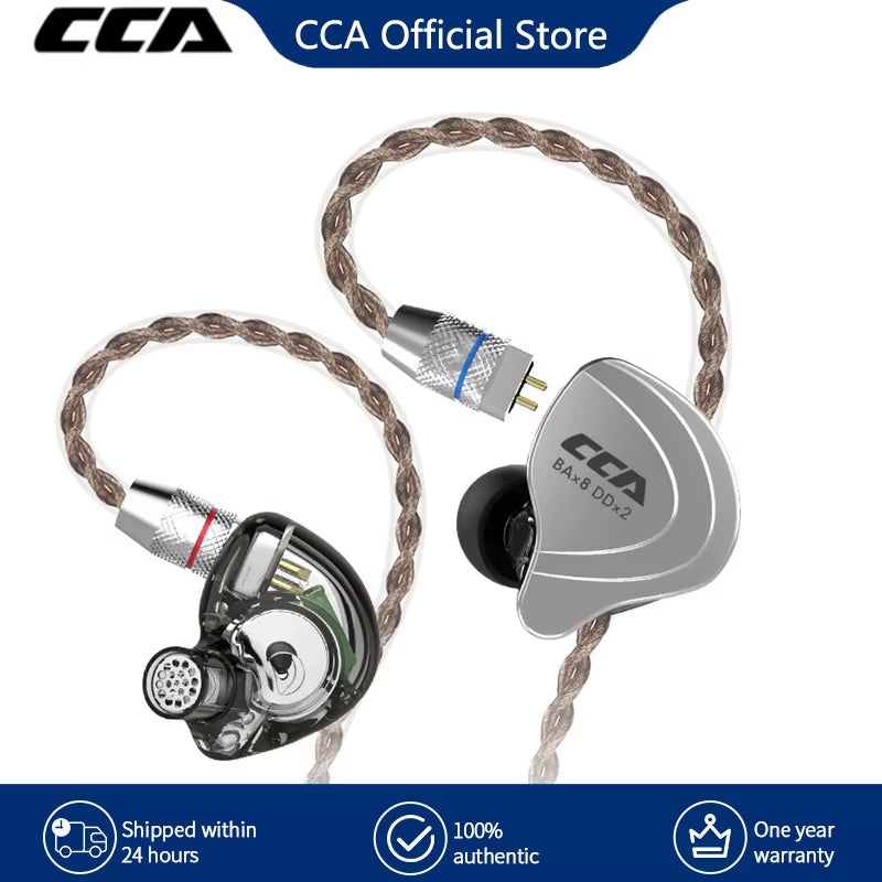 C10 Headphones 4BA+1DD Hybrid Technology Hifi in Ear Music DJ Gamer Sport Earphone Active Noice Cancelling Monitor Headset