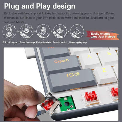 A68 RGB Mini Slim USB Wired Mechanical Gaming Keyboard Red Switch 68 Keys Gamer Russian Brazilian for Compute PC Laptop