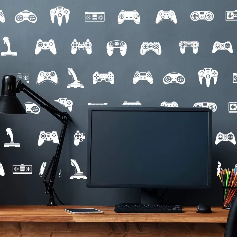 39Pcs Video Game Constroller Joysticker Wall Sticker Playroom Kids Room Gaming Zone Gamer Xbox Ps Wall Decal Bedroom Vinyl Decor