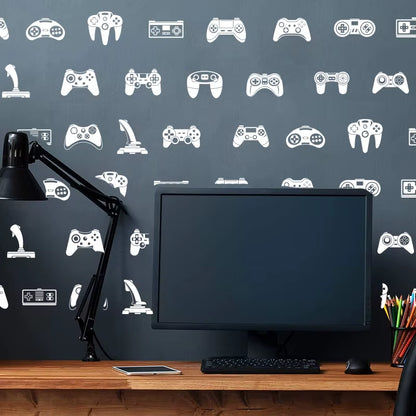 39Pcs Video Game Constroller Joysticker Wall Sticker Playroom Kids Room Gaming Zone Gamer Xbox Ps Wall Decal Bedroom Vinyl Decor