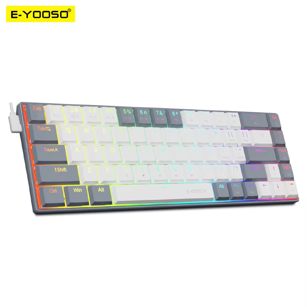 A68 RGB Mini Slim USB Wired Mechanical Gaming Keyboard Red Switch 68 Keys Gamer Russian Brazilian for Compute PC Laptop
