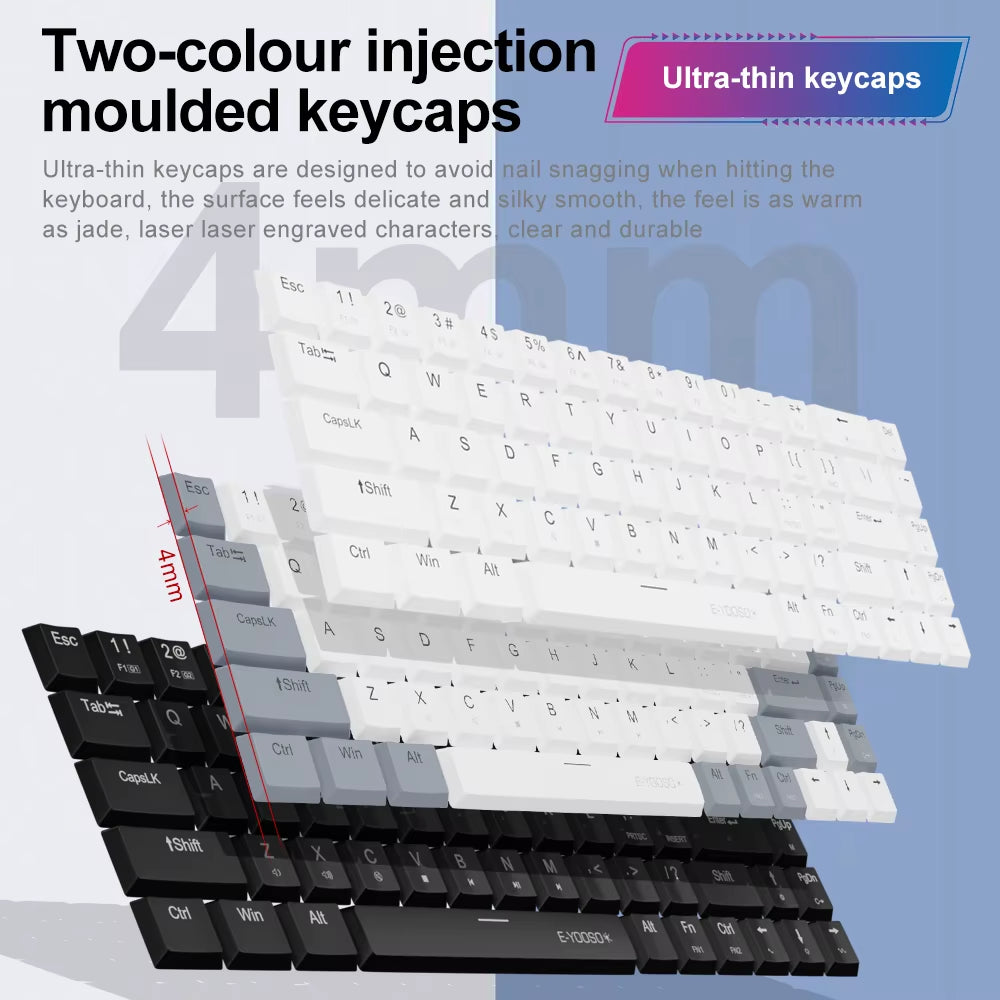 A68 RGB Mini Slim USB Wired Mechanical Gaming Keyboard Red Switch 68 Keys Gamer Russian Brazilian for Compute PC Laptop