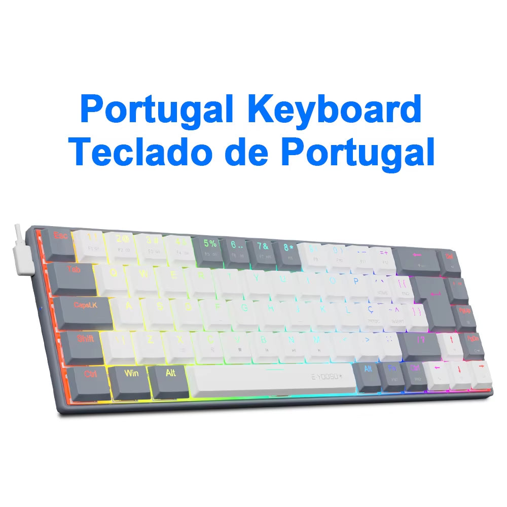 A68 RGB Mini Slim USB Wired Mechanical Gaming Keyboard Red Switch 68 Keys Gamer Russian Brazilian for Compute PC Laptop