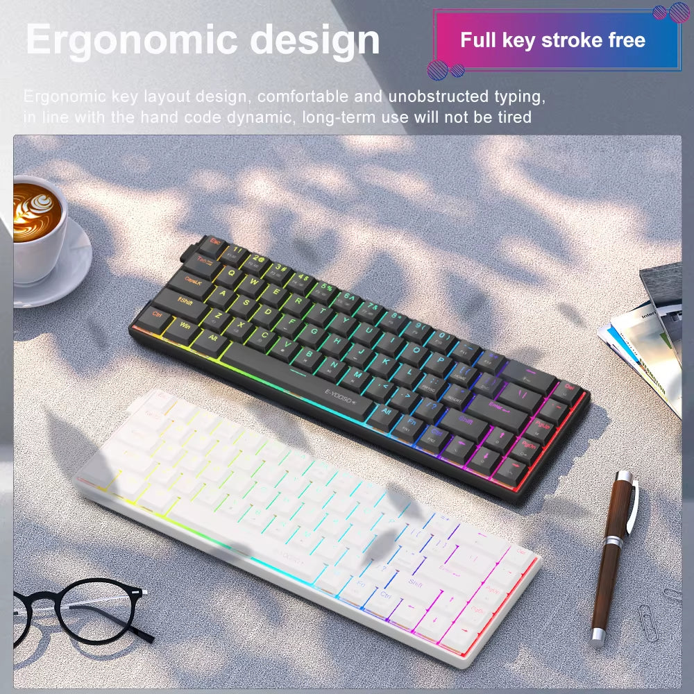 A68 RGB Mini Slim USB Wired Mechanical Gaming Keyboard Red Switch 68 Keys Gamer Russian Brazilian for Compute PC Laptop